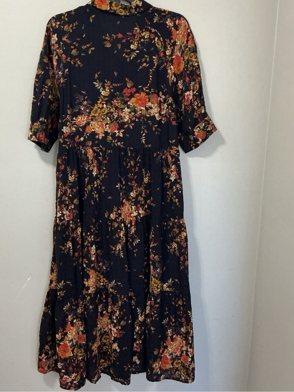 Natural Life Rebecca Midi Dress Navy Red Bouquets Floral Boho Pockets M - Picture 7 of 7